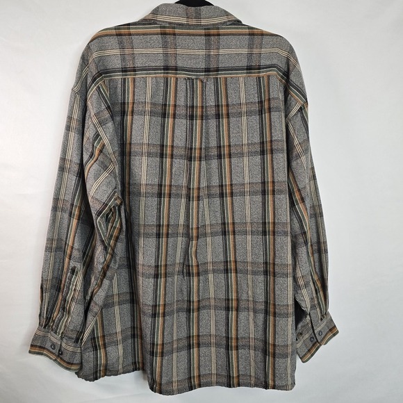 Falcon Bay Striped Button Up Shirt Flannel Men's 1XL 100% Cotton Gray - Picture 2 of 3